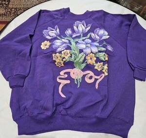 Hanes Purple Sweatshirt with Floral Design